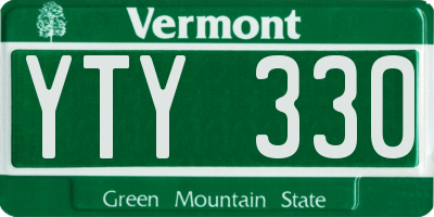 VT license plate YTY330