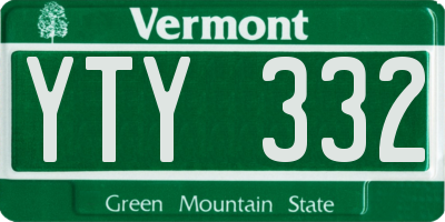 VT license plate YTY332