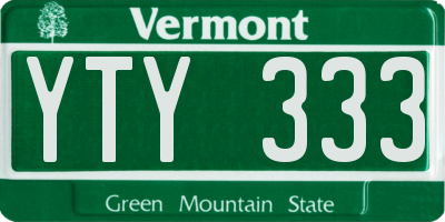 VT license plate YTY333