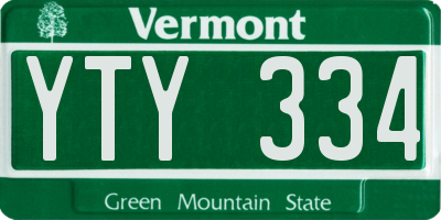 VT license plate YTY334