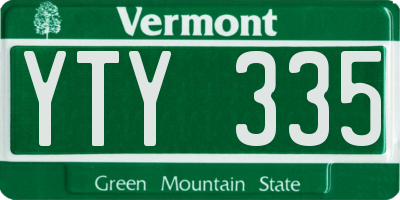 VT license plate YTY335