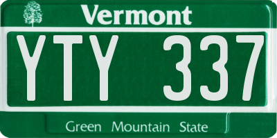 VT license plate YTY337