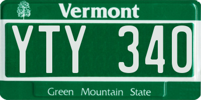 VT license plate YTY340