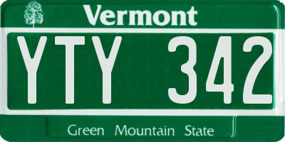 VT license plate YTY342