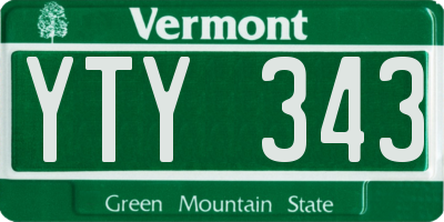 VT license plate YTY343