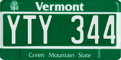 VT license plate YTY344