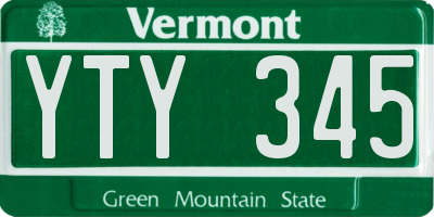 VT license plate YTY345