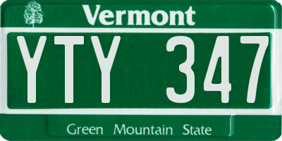 VT license plate YTY347