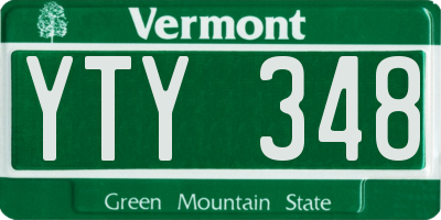 VT license plate YTY348