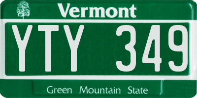 VT license plate YTY349
