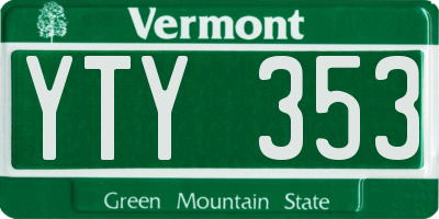 VT license plate YTY353