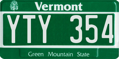 VT license plate YTY354