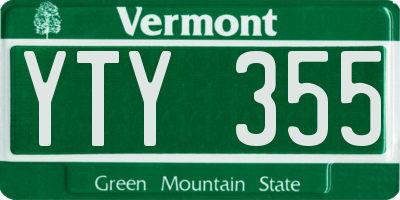 VT license plate YTY355