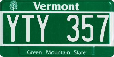 VT license plate YTY357