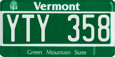 VT license plate YTY358