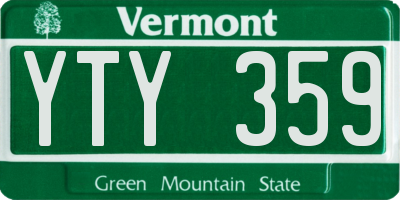 VT license plate YTY359