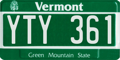 VT license plate YTY361