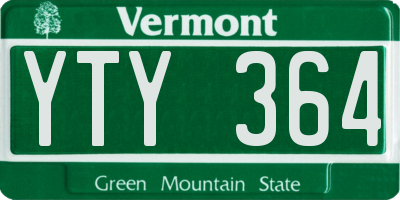 VT license plate YTY364