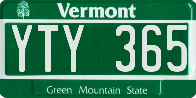VT license plate YTY365