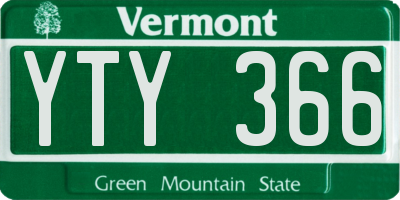 VT license plate YTY366