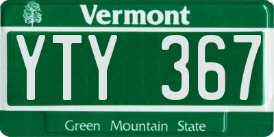 VT license plate YTY367