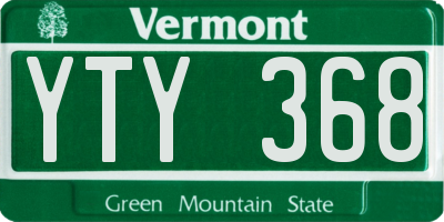 VT license plate YTY368