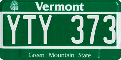VT license plate YTY373