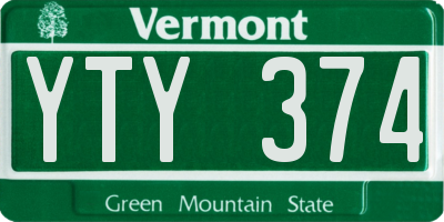 VT license plate YTY374