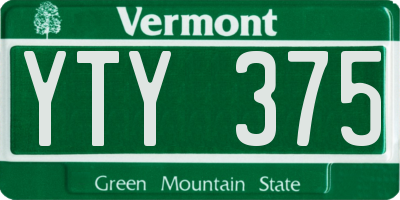 VT license plate YTY375