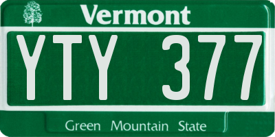 VT license plate YTY377
