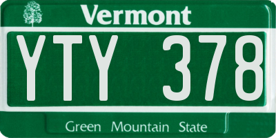 VT license plate YTY378