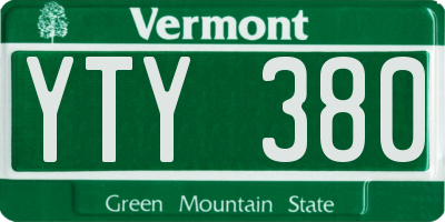 VT license plate YTY380