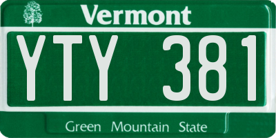 VT license plate YTY381
