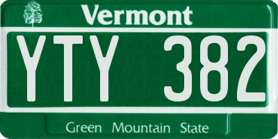 VT license plate YTY382