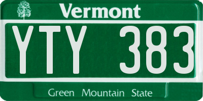 VT license plate YTY383