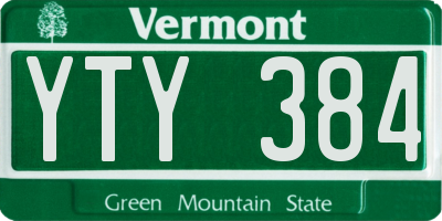 VT license plate YTY384