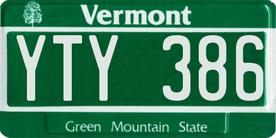 VT license plate YTY386