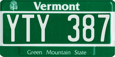 VT license plate YTY387