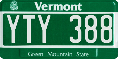VT license plate YTY388