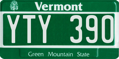 VT license plate YTY390