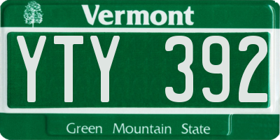 VT license plate YTY392