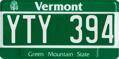 VT license plate YTY394