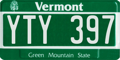 VT license plate YTY397