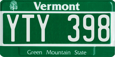 VT license plate YTY398