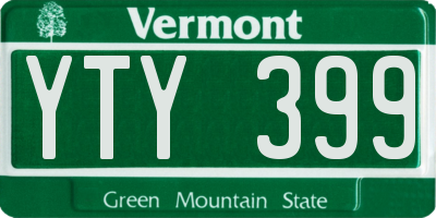 VT license plate YTY399