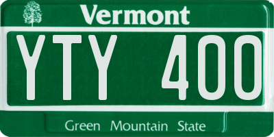 VT license plate YTY400