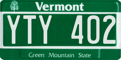 VT license plate YTY402