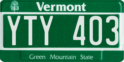 VT license plate YTY403
