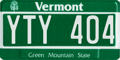 VT license plate YTY404
