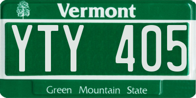 VT license plate YTY405